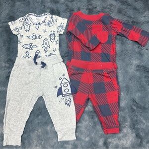 Rocket and Plaid Baby Outfit Set